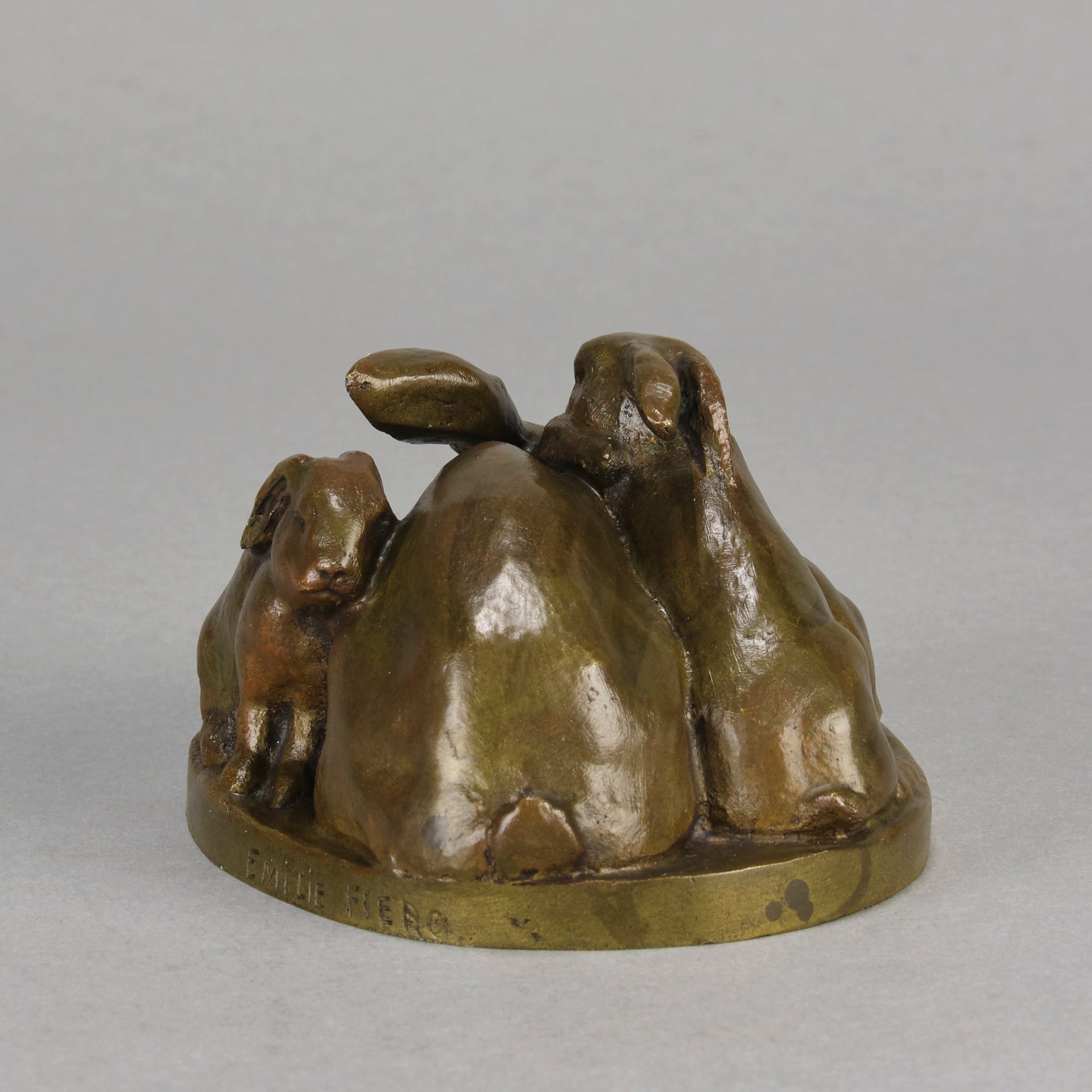 Emilie Fiero Bronze - Mother & Young Rabbits - Hickmet Fine Arts 