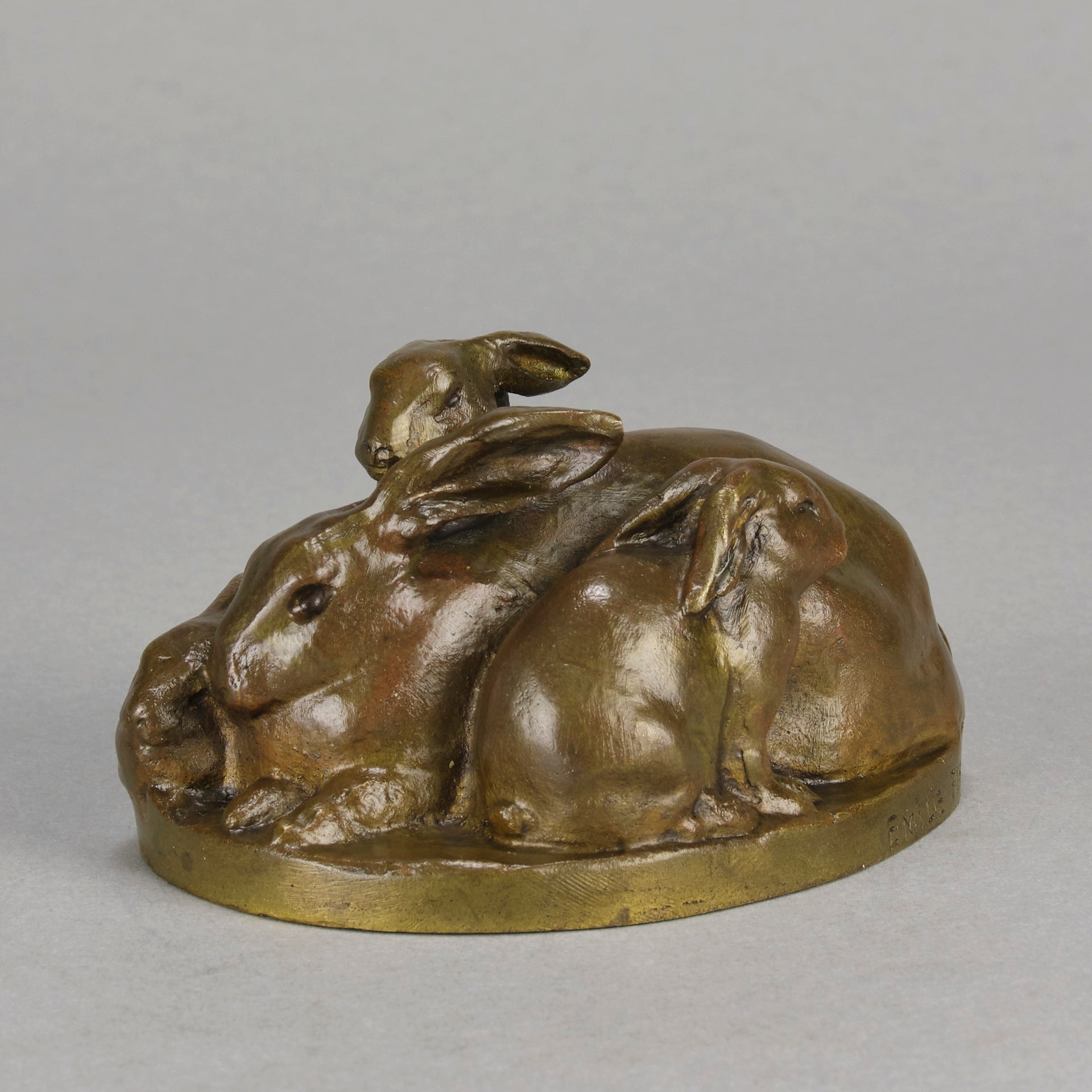 Emilie Fiero Bronze - Mother & Young Rabbits - Hickmet Fine Arts 