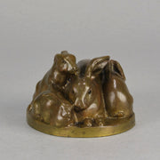 Emilie Fiero Bronze - Mother & Young Rabbits - Hickmet Fine Arts 