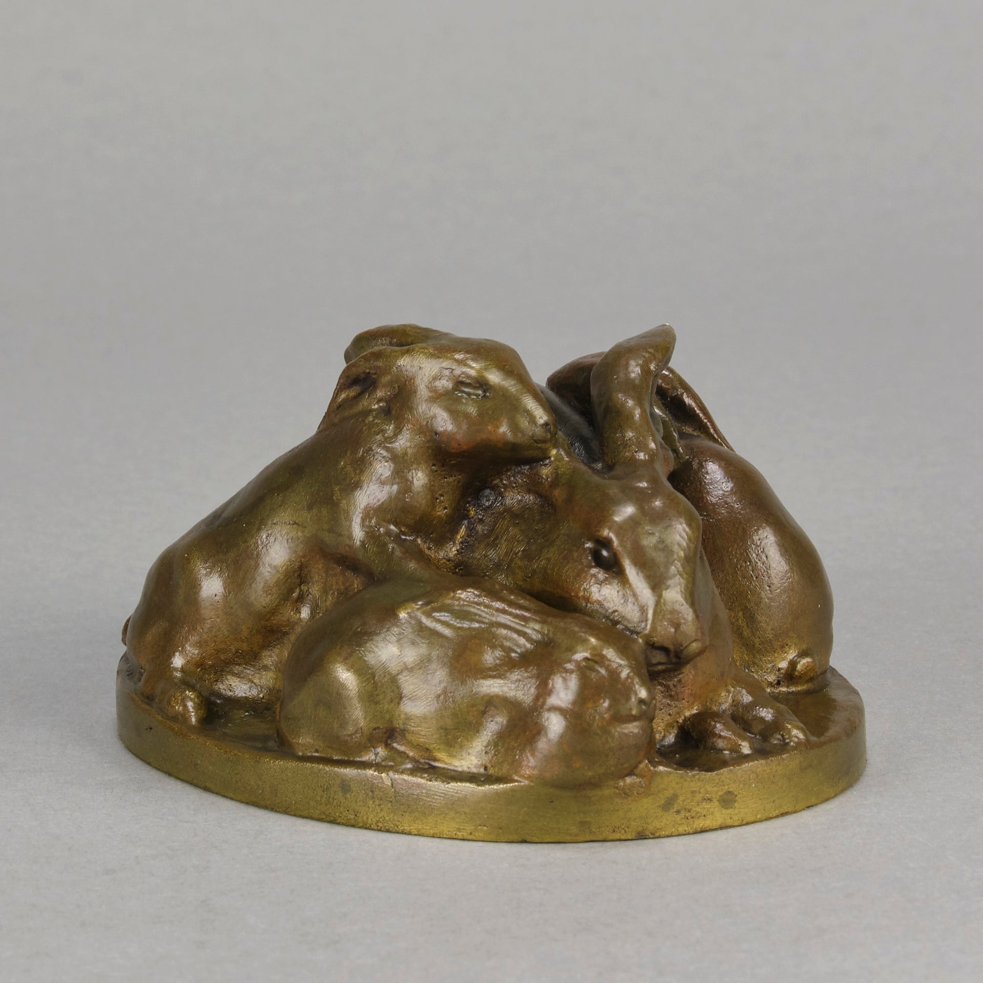 Emilie Fiero Bronze - Mother & Young Rabbits - Hickmet Fine Arts 