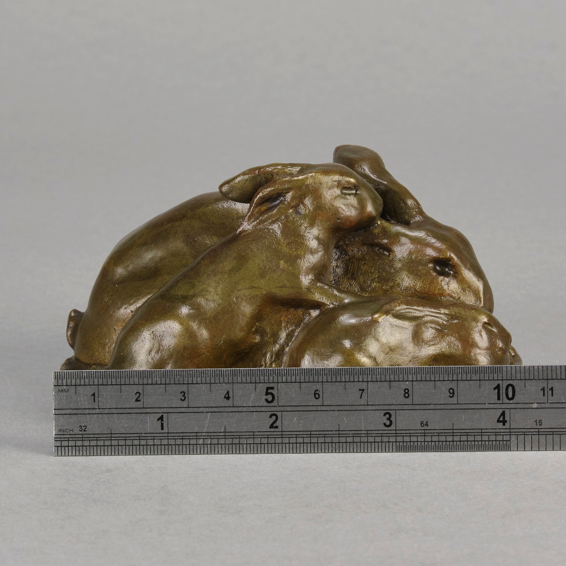 Emilie Fiero Bronze - Mother & Young Rabbits - Hickmet Fine Arts 