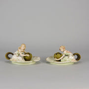 Art Nouveau Candle Holders - Ernst Wahliss Earthenware - Hickmet Fine Arts 