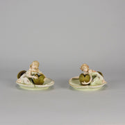 Art Nouveau Candle Holders - Ernst Wahliss Earthenware - Hickmet Fine Arts 