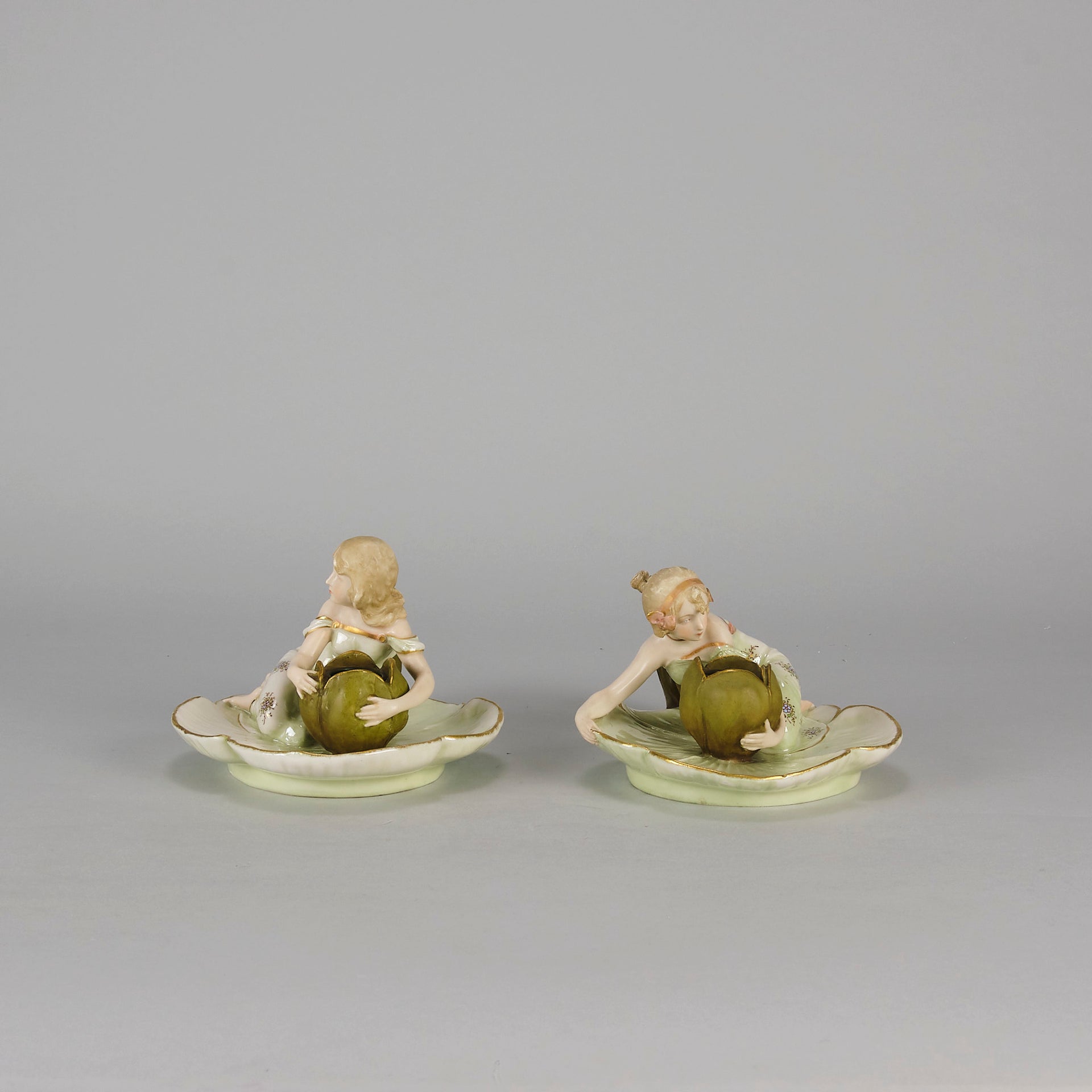Art Nouveau Candle Holders - Ernst Wahliss Earthenware - Hickmet Fine Arts 