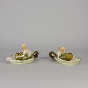 Art Nouveau Candle Holders - Ernst Wahliss Earthenware - Hickmet Fine Arts 