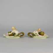 Art Nouveau Candle Holders - Ernst Wahliss Earthenware - Hickmet Fine Arts 