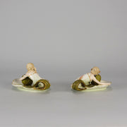 Art Nouveau Candle Holders - Ernst Wahliss Earthenware - Hickmet Fine Arts 