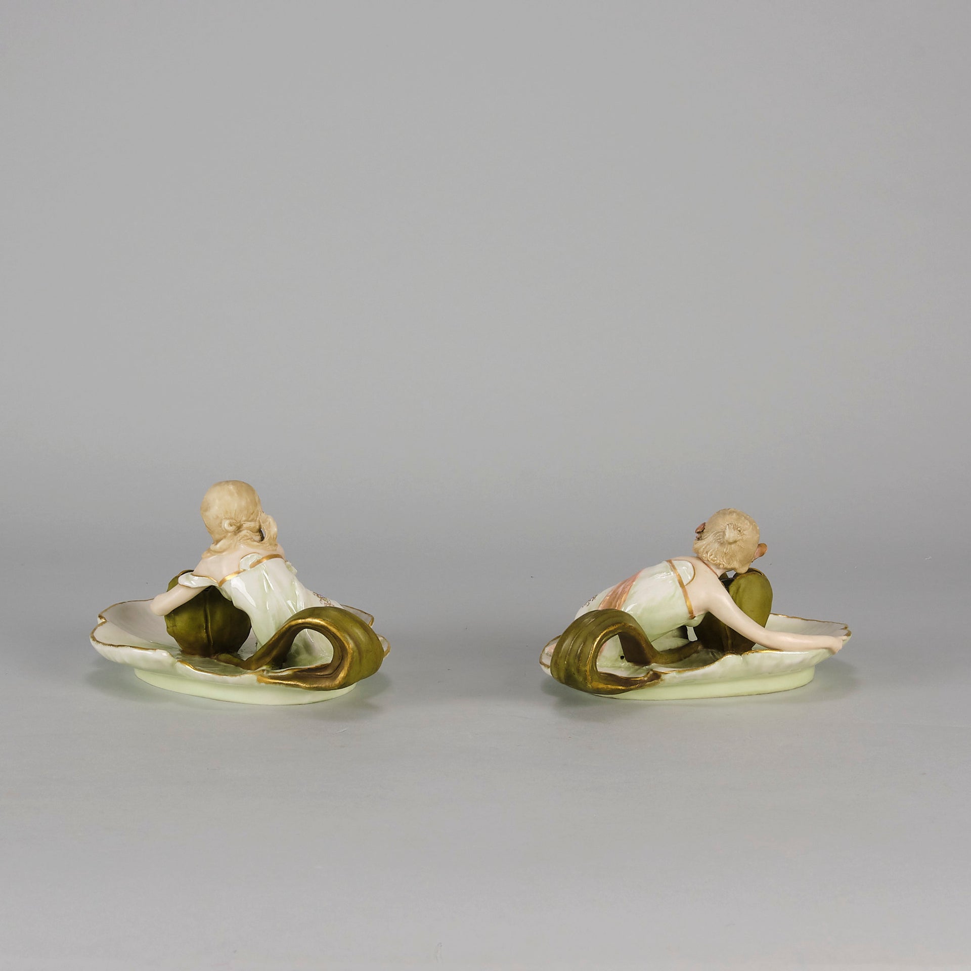 Art Nouveau Candle Holders - Ernst Wahliss Earthenware - Hickmet Fine Arts 