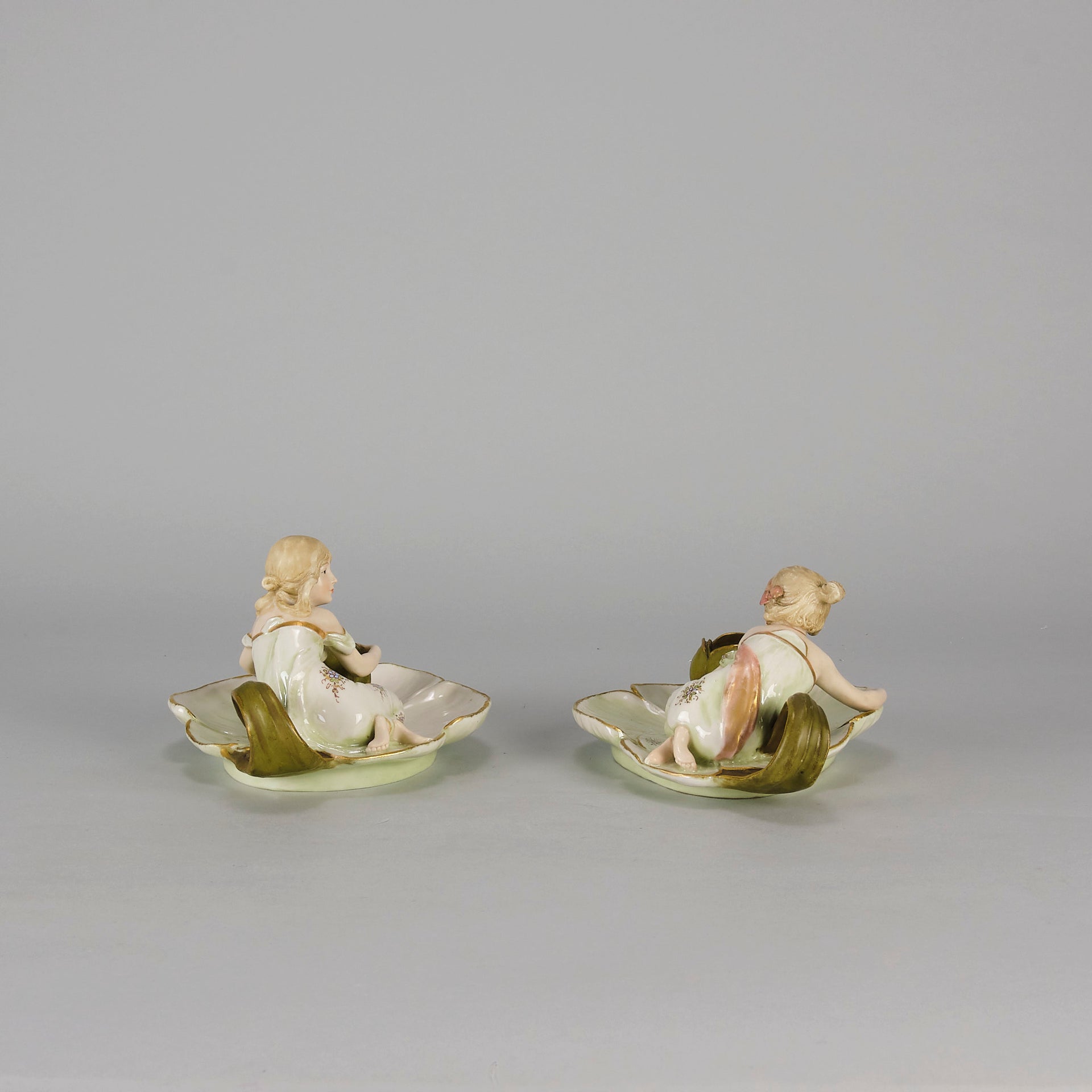Art Nouveau Candle Holders - Ernst Wahliss Earthenware - Hickmet Fine Arts 