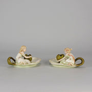 Art Nouveau Candle Holders - Ernst Wahliss Earthenware - Hickmet Fine Arts 