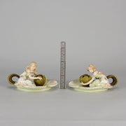 Art Nouveau Candle Holders - Ernst Wahliss Earthenware - Hickmet Fine Arts 