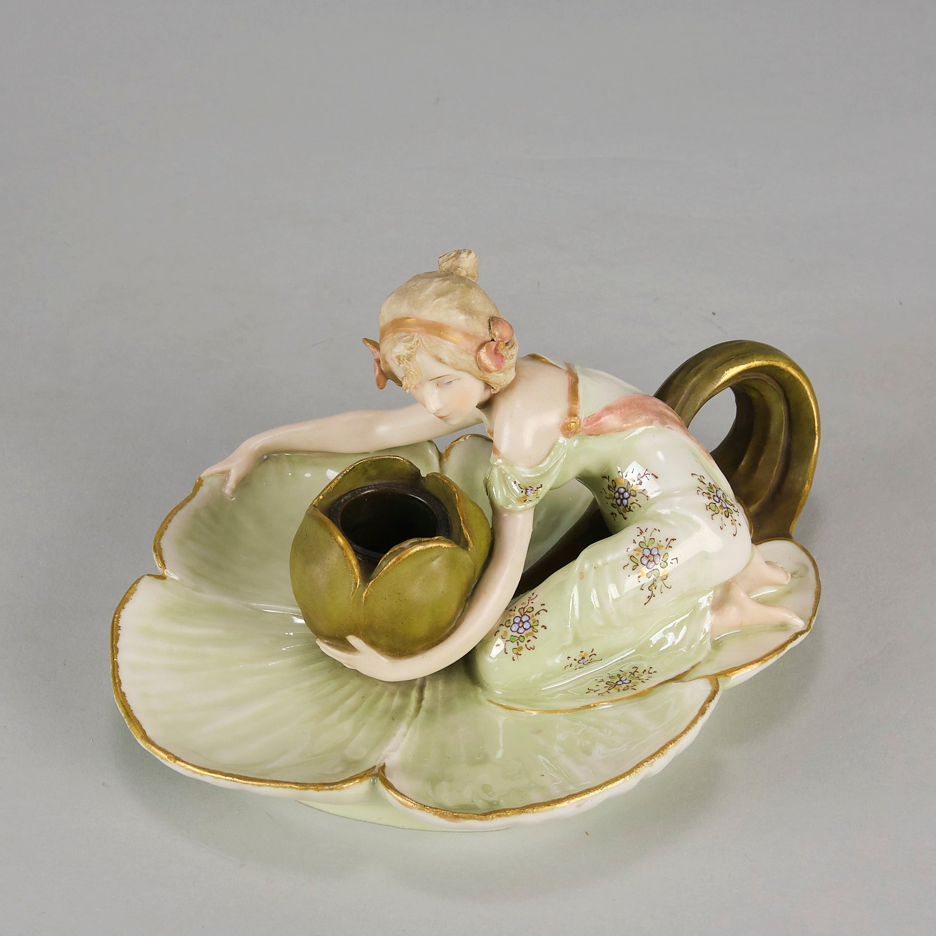 Art Nouveau Candle Holders - Ernst Wahliss Earthenware - Hickmet Fine Arts 