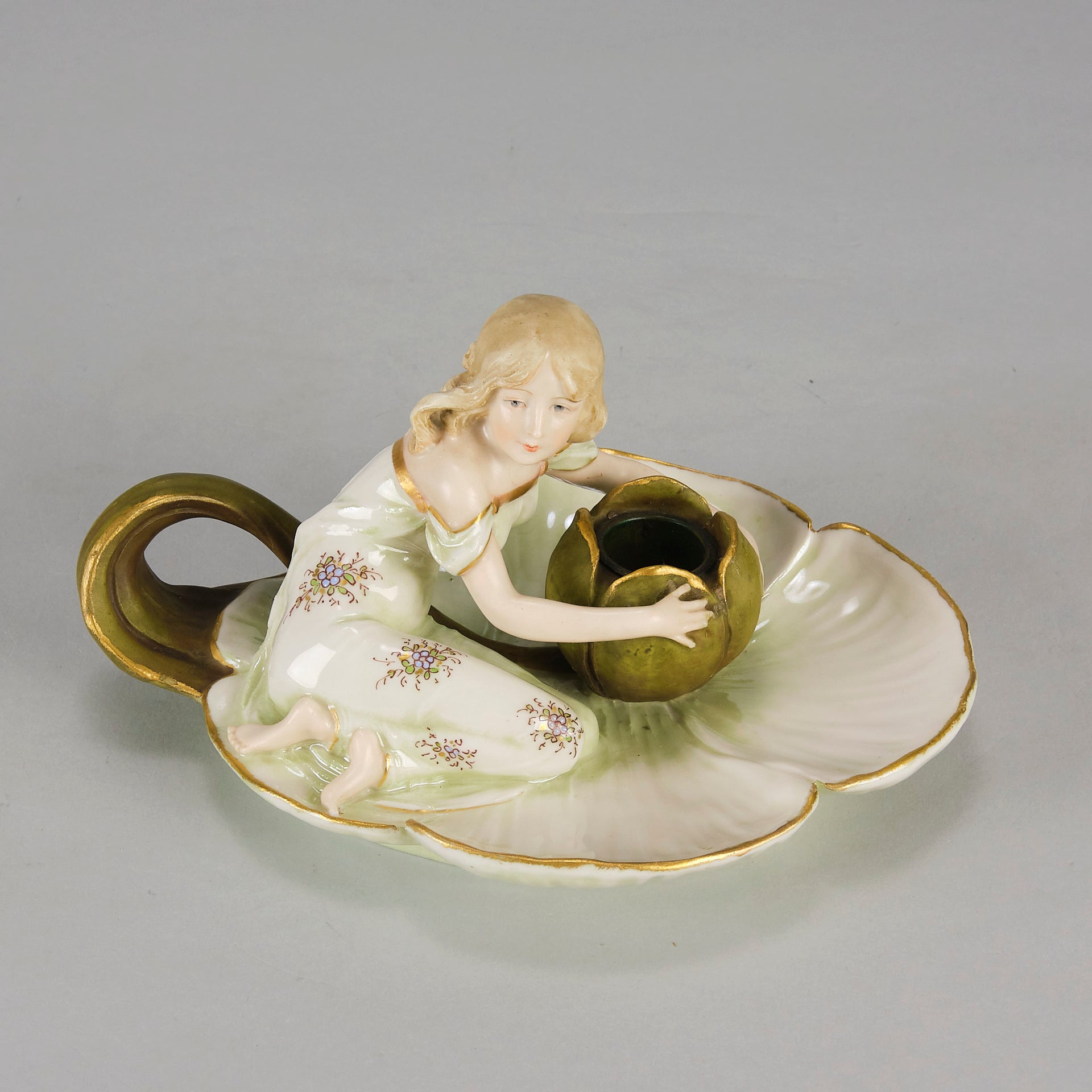 Art Nouveau Candle Holders - Ernst Wahliss Earthenware - Hickmet Fine Arts 