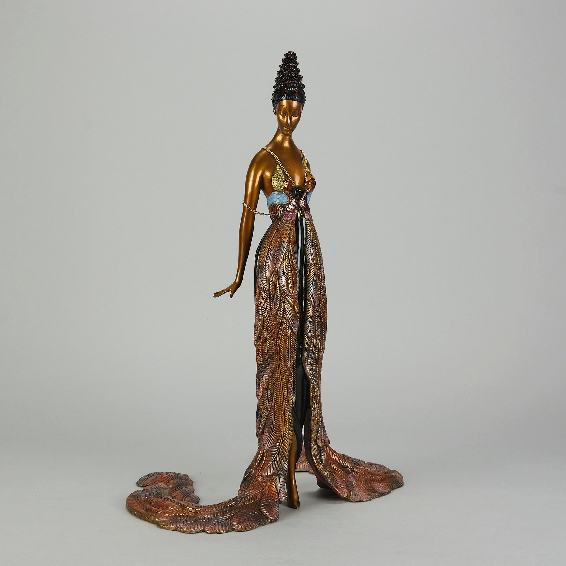 Erte Feather Gown - Limited Bronze Figure - Hickmet Fine Arts