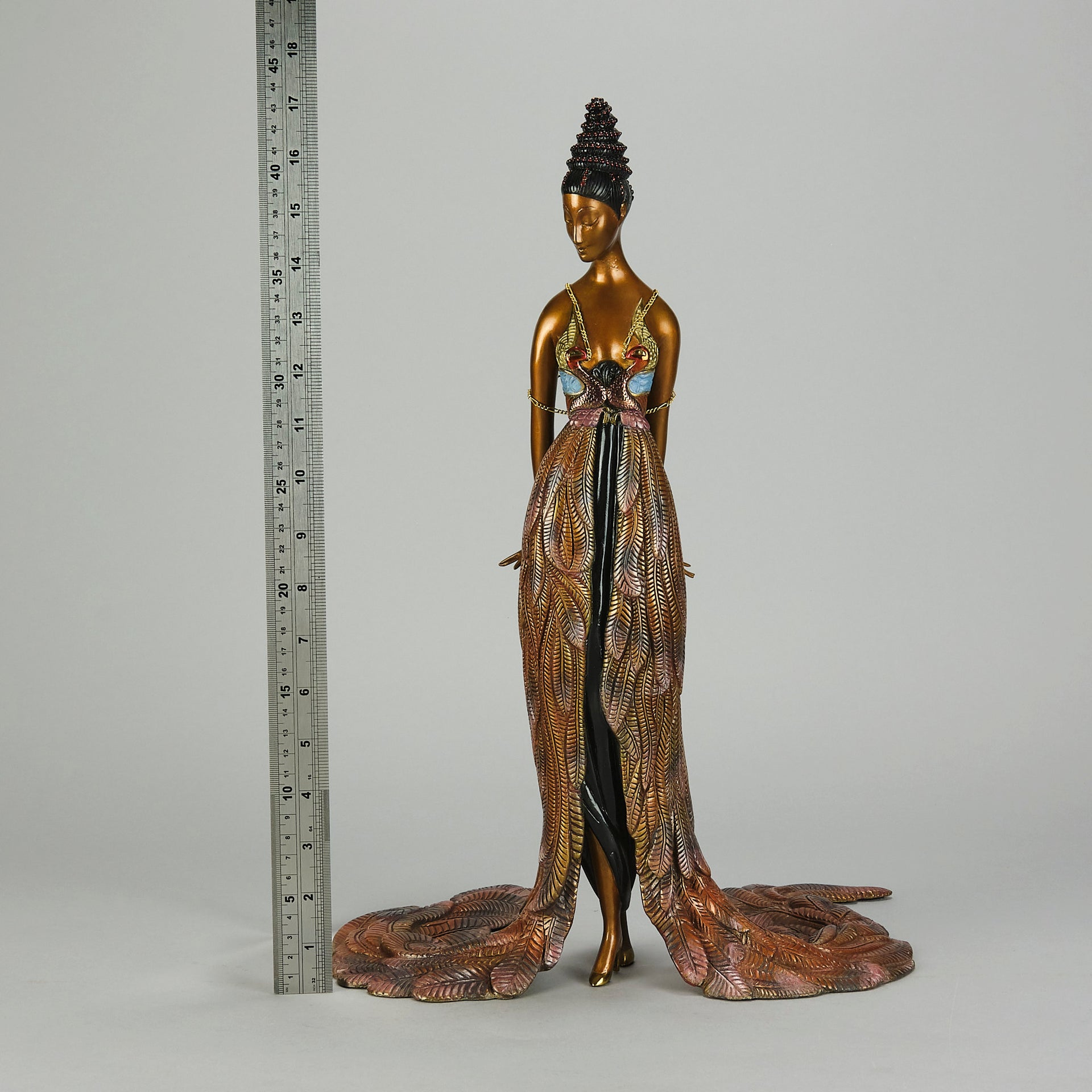 Erte Feather Gown - Limited Bronze Figure - Hickmet Fine Arts