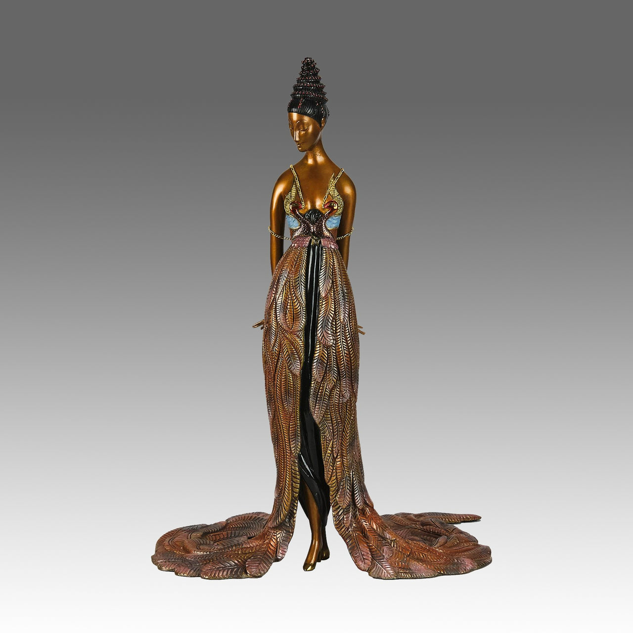 Erte Feather Gown - Limited Bronze Figure - Hickmet Fine Arts