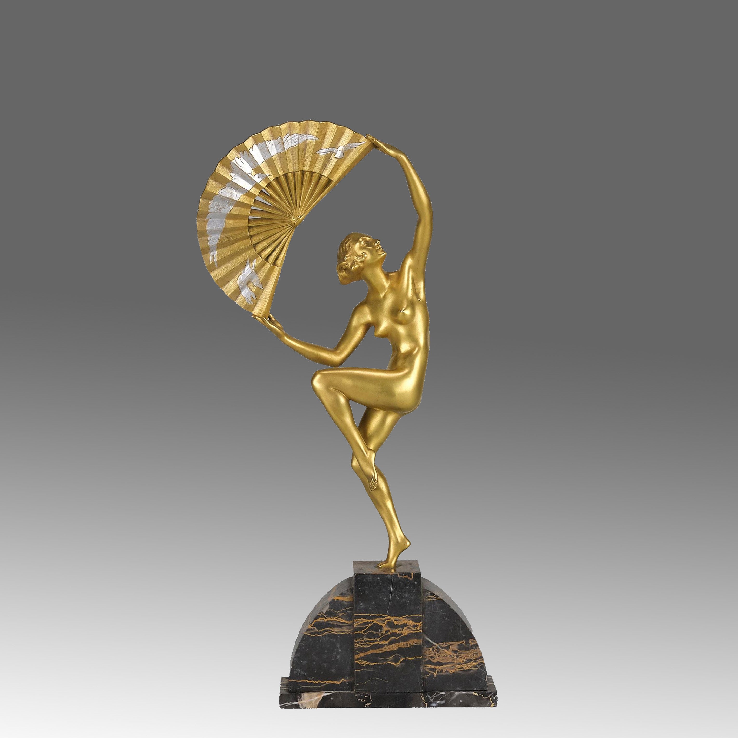 Fan Dancer by Marcel Bouraine - Art Deco Bronze - Hickmet Fine Arts
