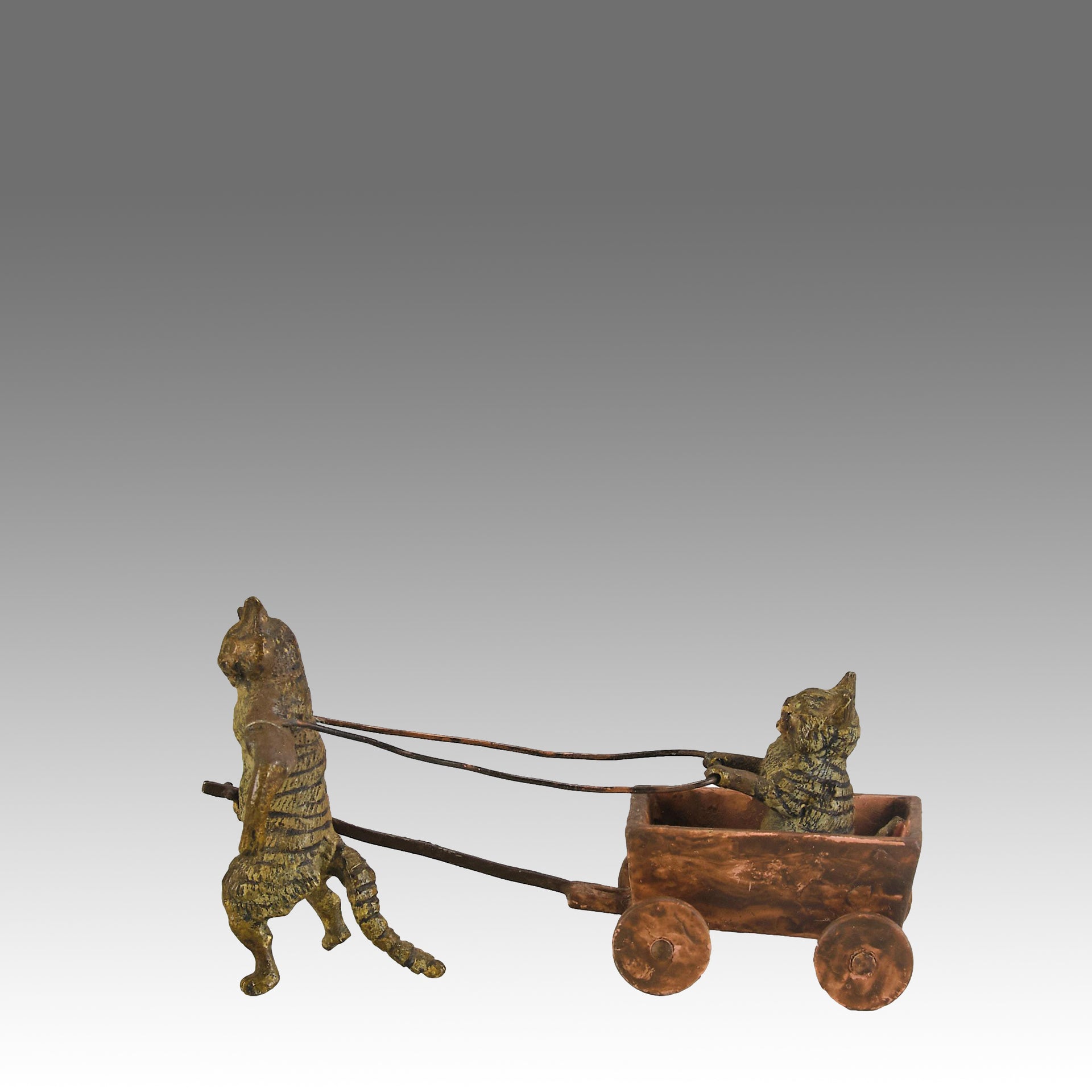 Bergman Cat in Cart  - Bergman Bronze - Hickmet Fine Arts