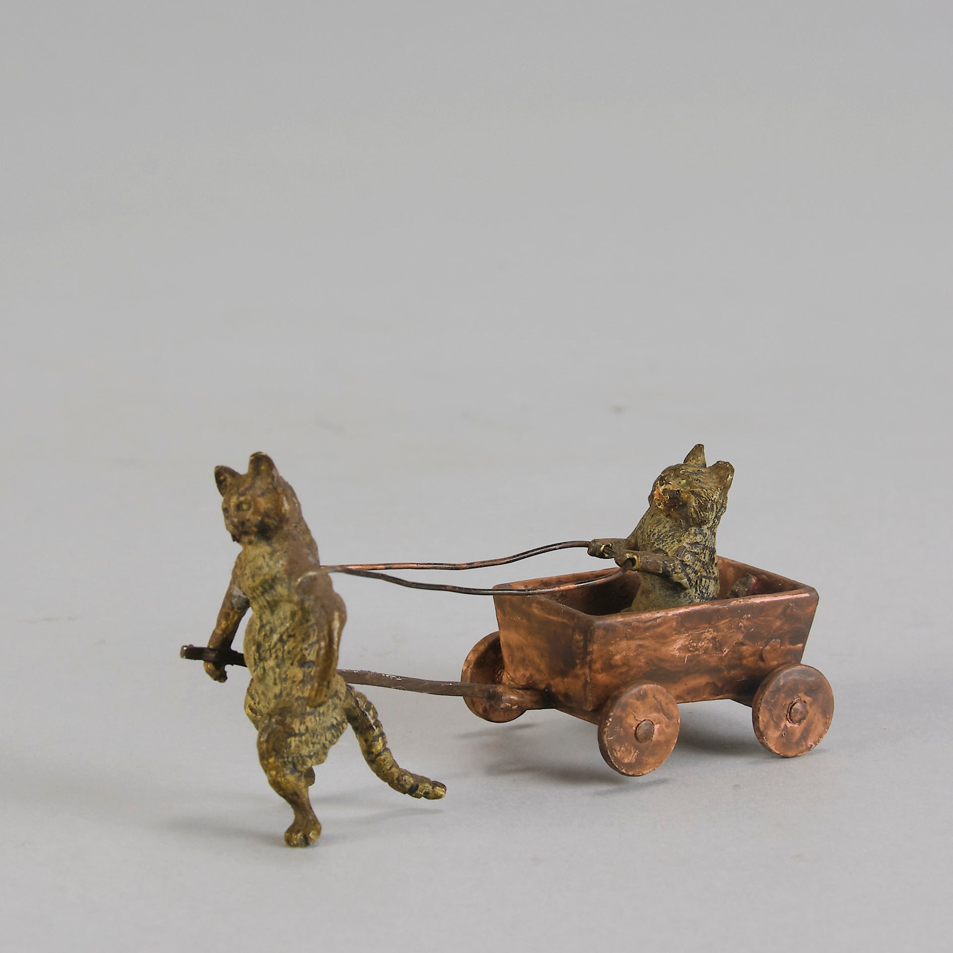 Bergman Cat in Cart  - Bergman Bronze - Hickmet Fine Arts