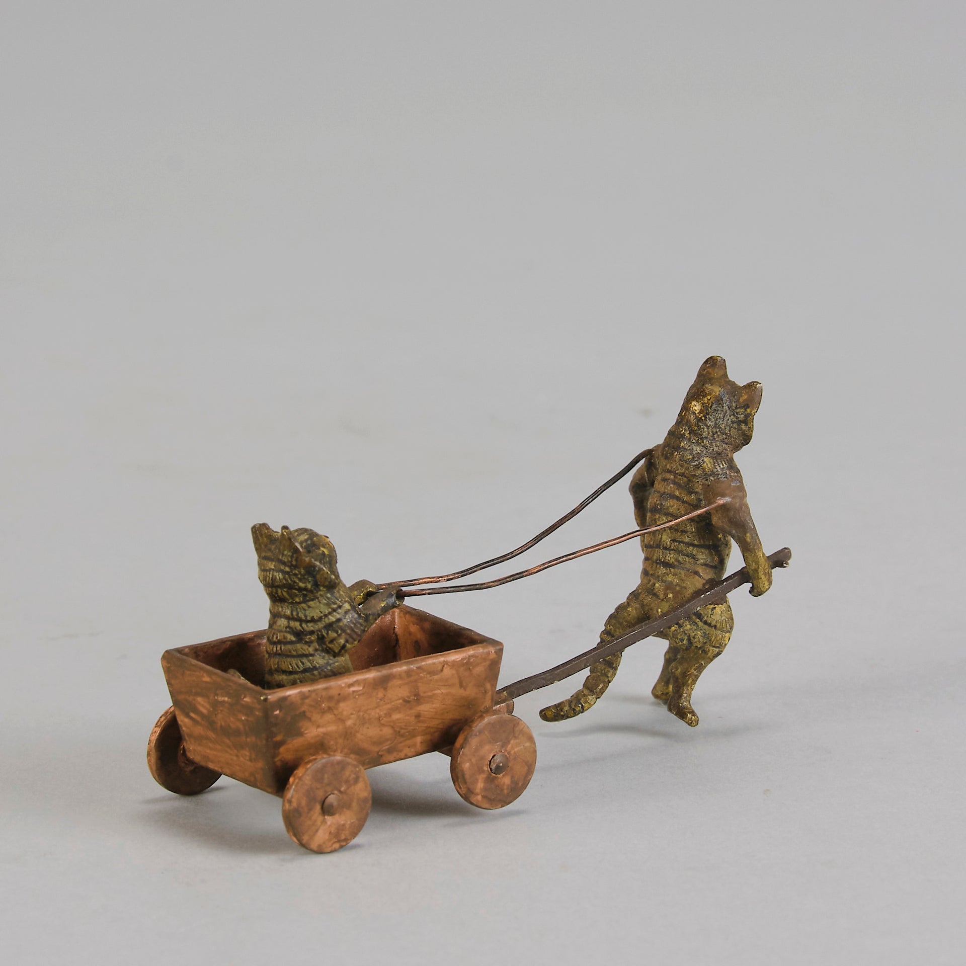 Bergman Cat in Cart  - Bergman Bronze - Hickmet Fine Arts
