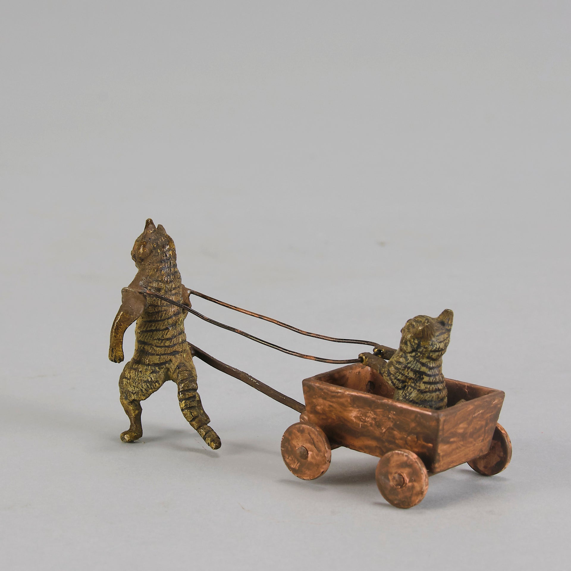 Bergman Cat in Cart  - Bergman Bronze - Hickmet Fine Arts