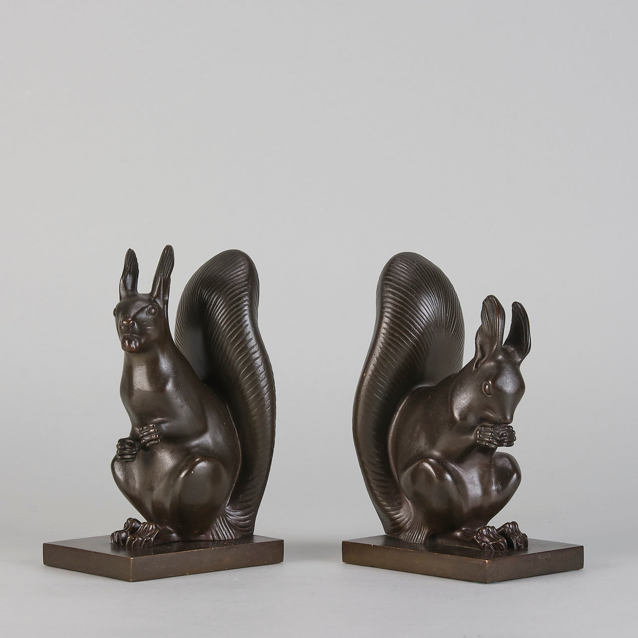Franz Gruber Bronze - Bronze Squirrel Bookends - Hickmet Fine Arts 