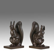 Franz Gruber Bronze - Bronze Squirrel Bookends - Hickmet Fine Arts 