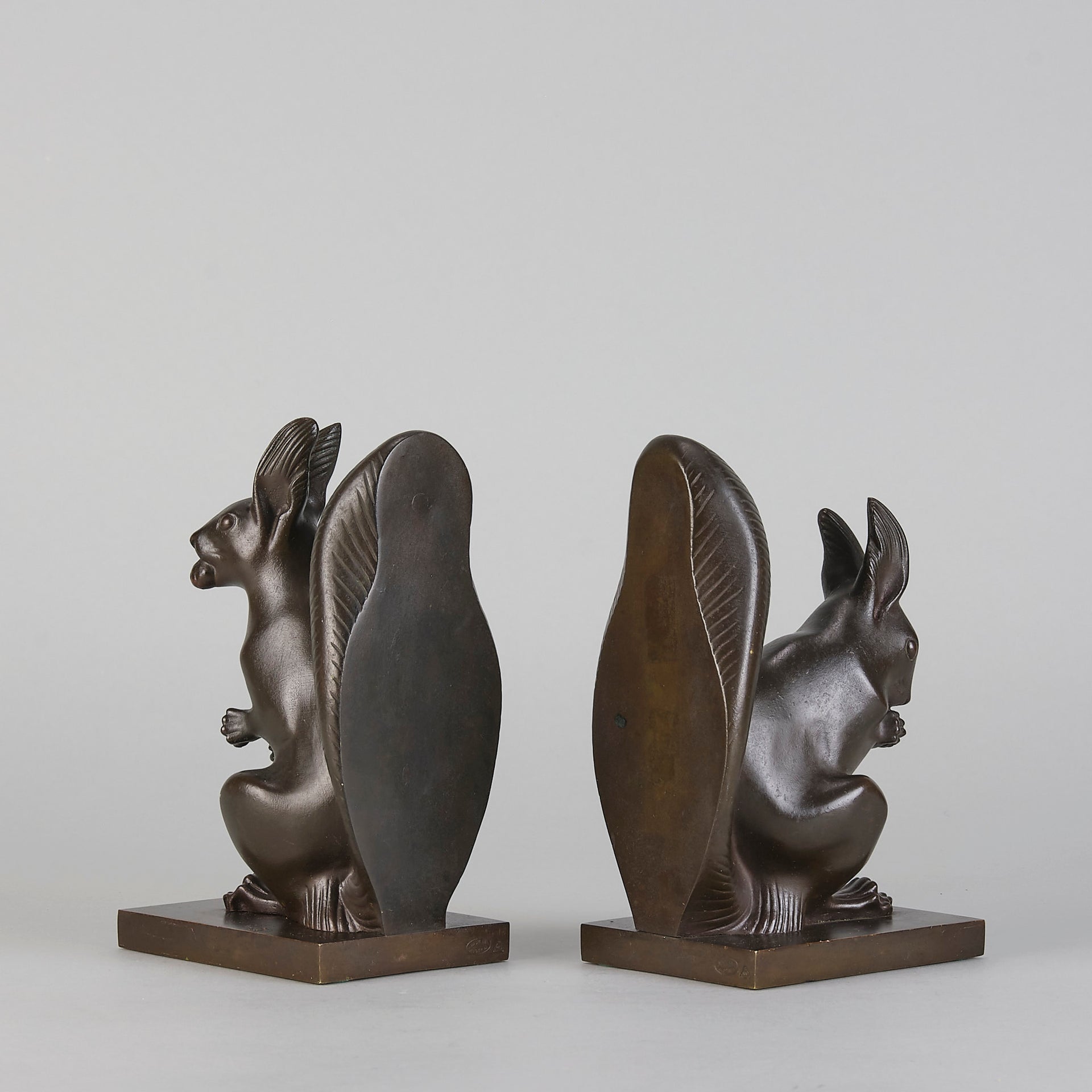 Franz Gruber Bronze - Bronze Squirrel Bookends - Hickmet Fine Arts 