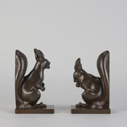 Franz Gruber Bronze - Bronze Squirrel Bookends - Hickmet Fine Arts 