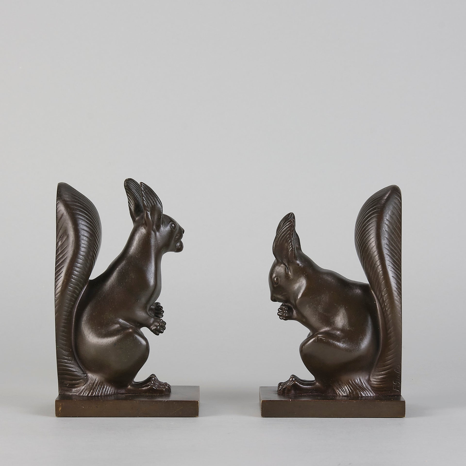Franz Gruber Bronze - Bronze Squirrel Bookends - Hickmet Fine Arts 