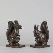 Franz Gruber Bronze - Bronze Squirrel Bookends - Hickmet Fine Arts 