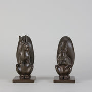 Franz Gruber Bronze - Bronze Squirrel Bookends - Hickmet Fine Arts 