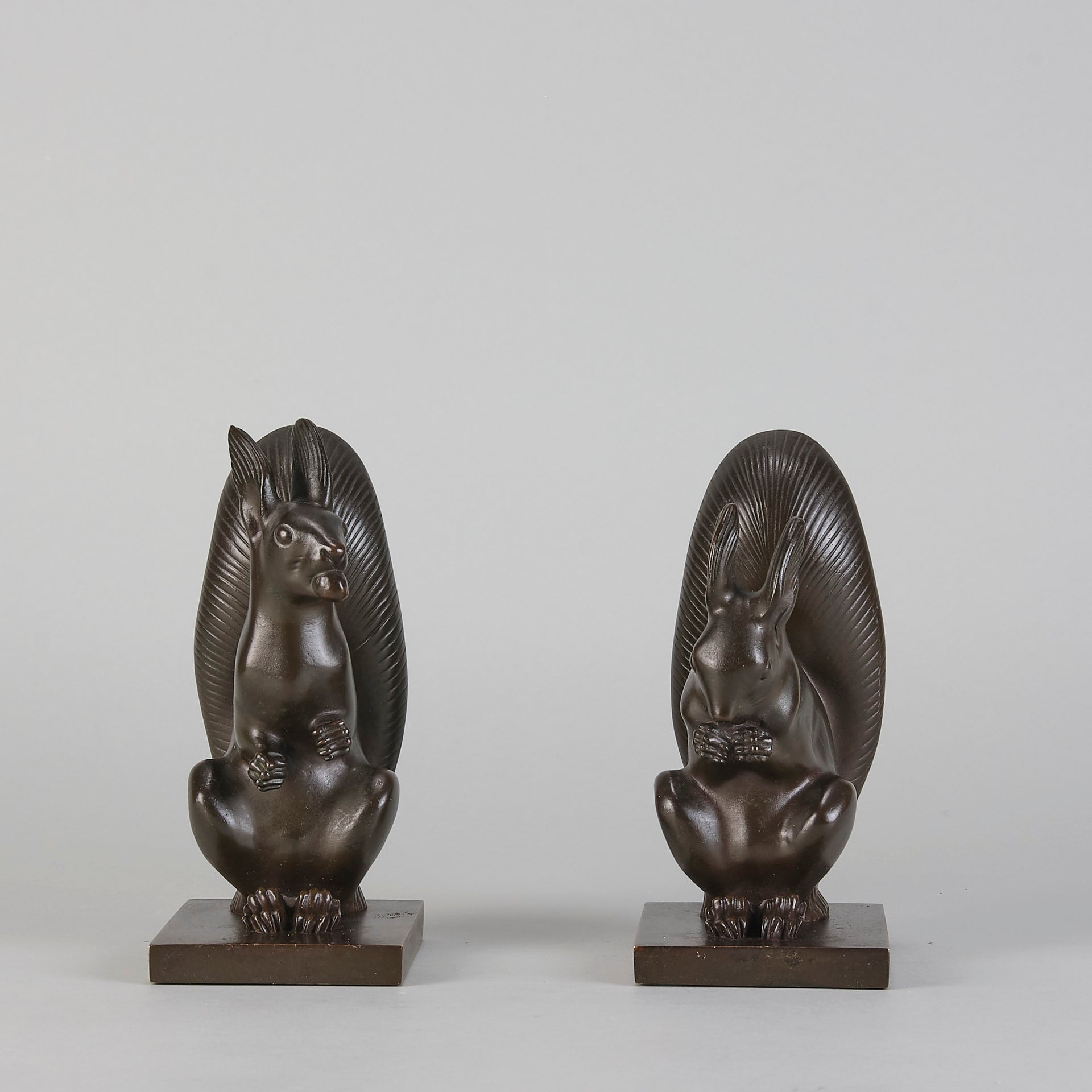 Franz Gruber Bronze - Bronze Squirrel Bookends - Hickmet Fine Arts 