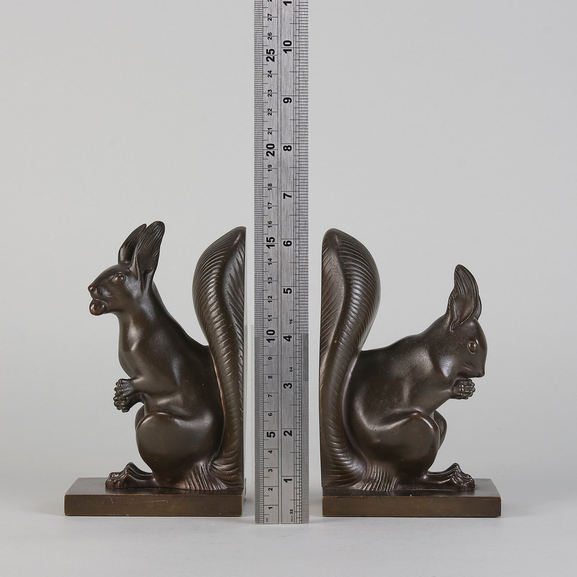 Franz Gruber Bronze - Bronze Squirrel Bookends - Hickmet Fine Arts 