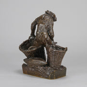 Christophe Fratin Bronze - Singe Avec des Paniers - Hickmet Fine Arts
