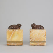 "Hippo Bookends" French Bronze - Hickmet Fine Arts 