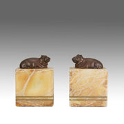 "Hippo Bookends" French Bronze - Hickmet Fine Arts 