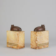 "Hippo Bookends" French Bronze - Hickmet Fine Arts 