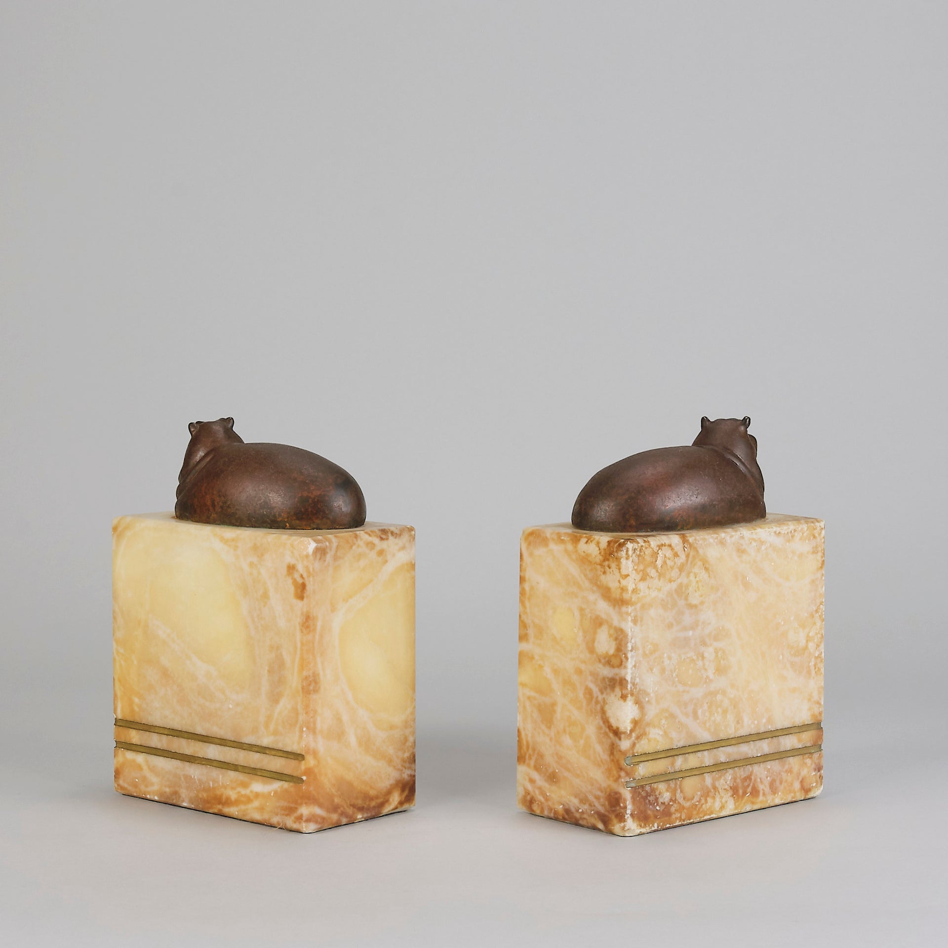 "Hippo Bookends" French Bronze - Hickmet Fine Arts 