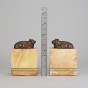"Hippo Bookends" French Bronze - Hickmet Fine Arts 
