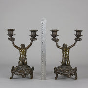 French Bronze - Mermen Candlesticks - Hickmet Fine Arts 