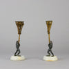 "Frog Candlesticks" - French Bronze Candlesticks - Hickmet Fine Arts 