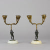 "Frog Candlesticks" - French Bronze Candlesticks - Hickmet Fine Arts 