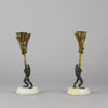 "Frog Candlesticks" - French Bronze Candlesticks - Hickmet Fine Arts 