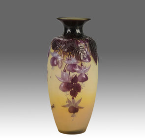 Galle Souffle Vase - Art Nouveau Fuschia Vase - Hickmet Fine Arts