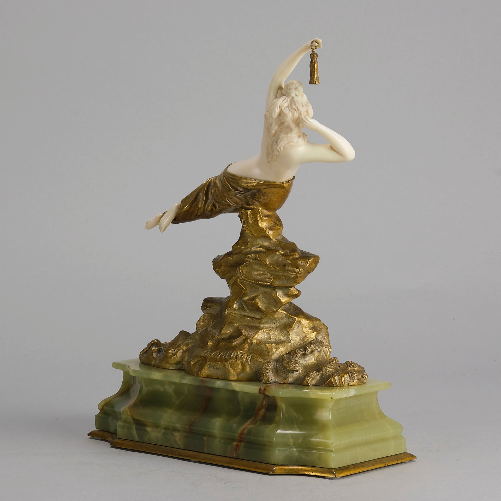 Omerth Bronze - Art Deco Bronze & Ivory Figure - Hickmet Fine Arts