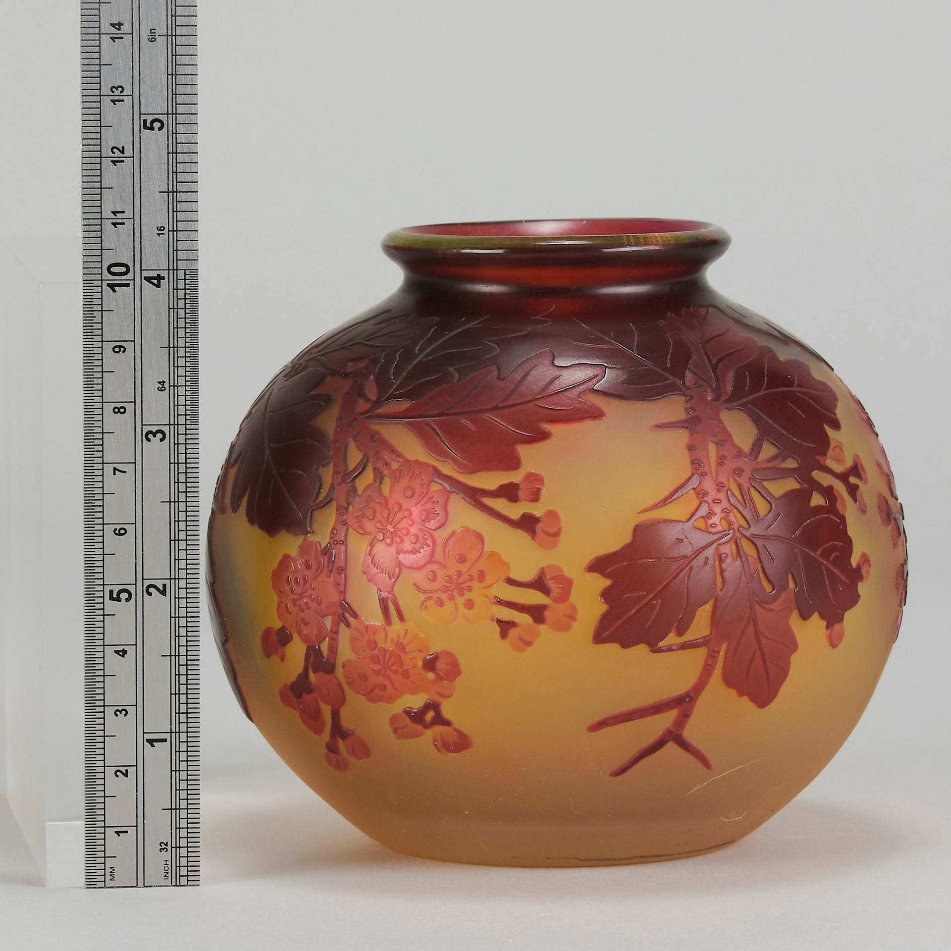 Galle Cameo Glass Vase Apple Blossom
