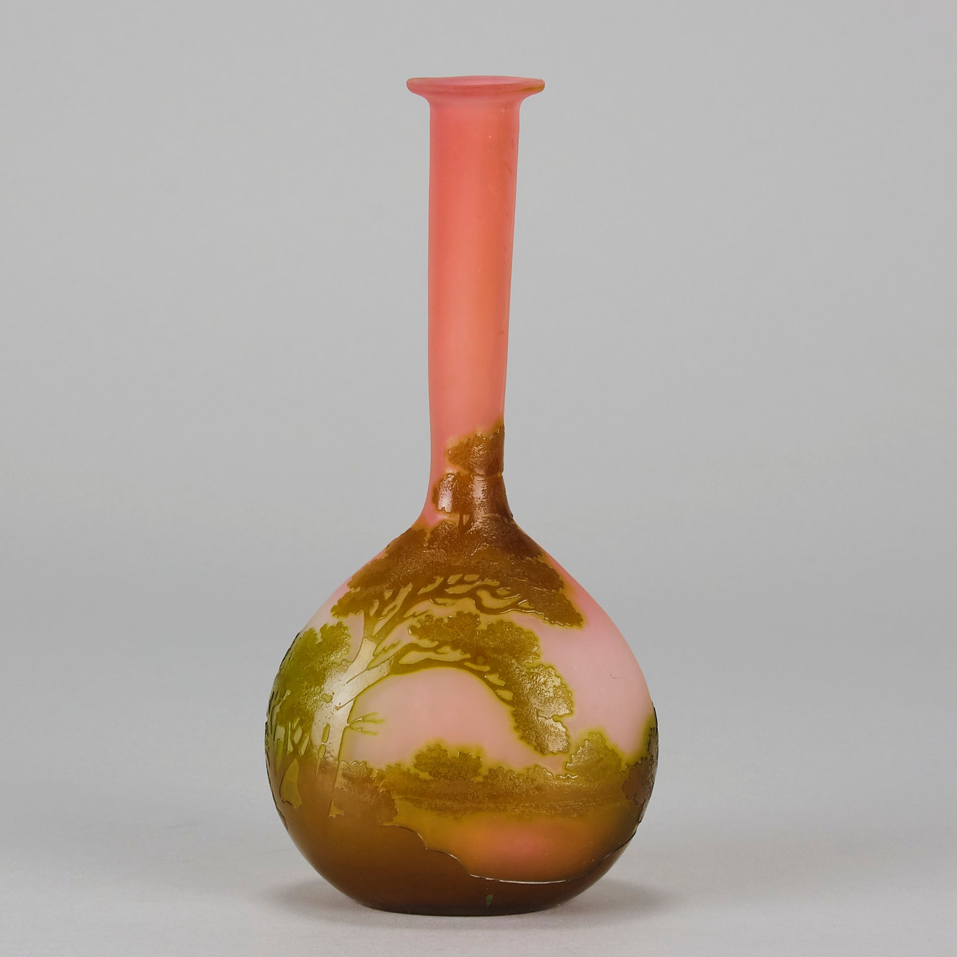 Galle Banjo Lanscape Vase - Art Nouveau Glass - Hickmet Fine Arts