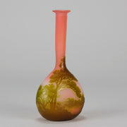 Galle Banjo Lanscape Vase - Art Nouveau Glass - Hickmet Fine Arts