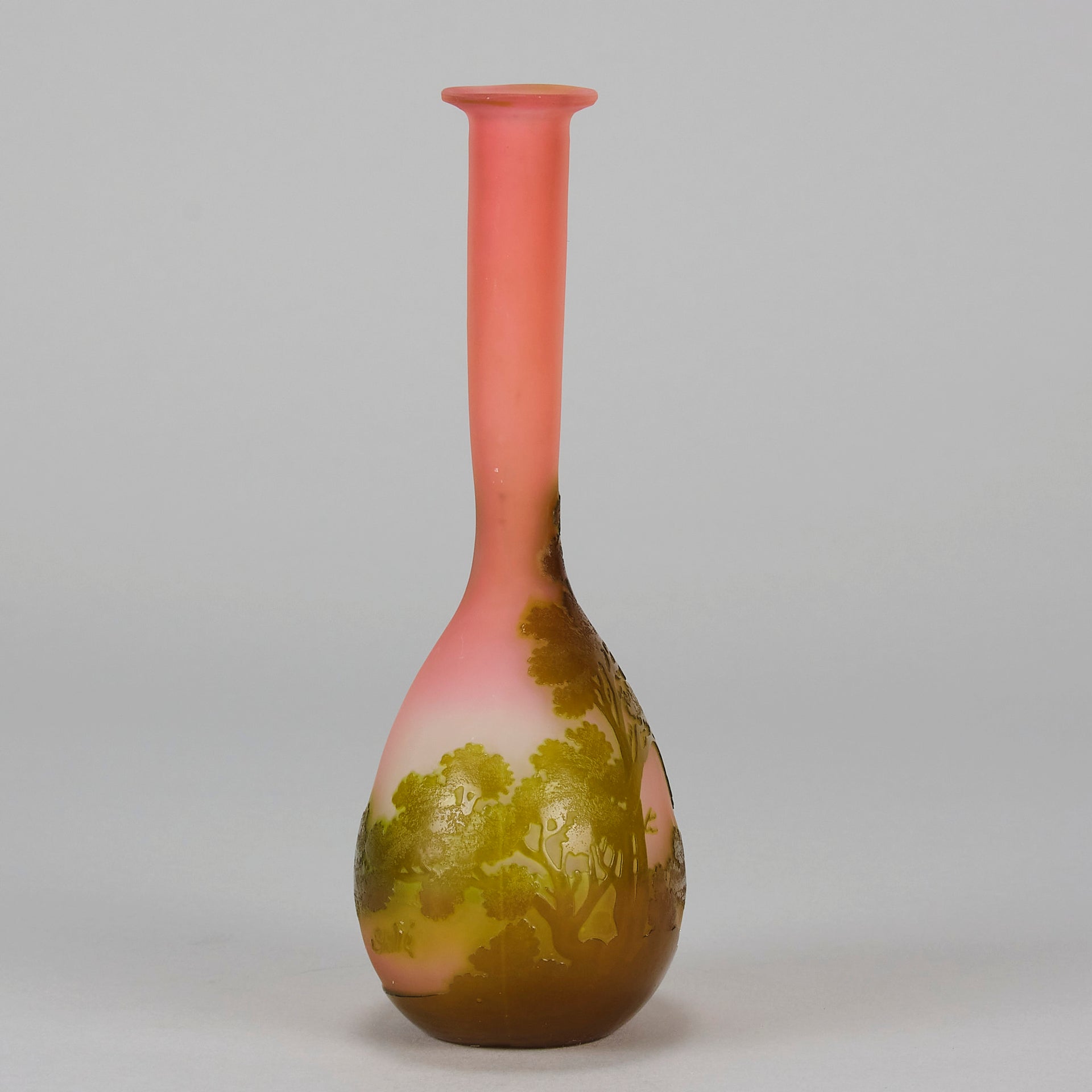 Galle Banjo Lanscape Vase - Art Nouveau Glass - Hickmet Fine Arts